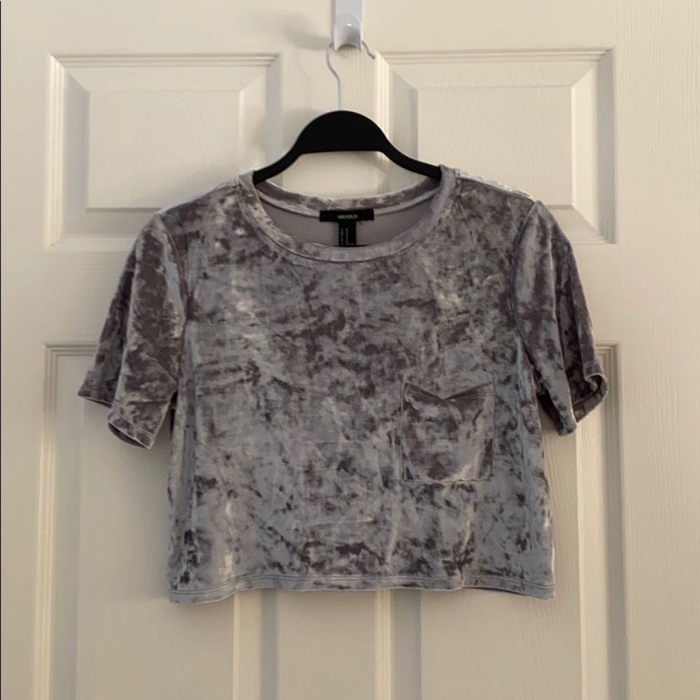 Grey Velour Cropped Tee